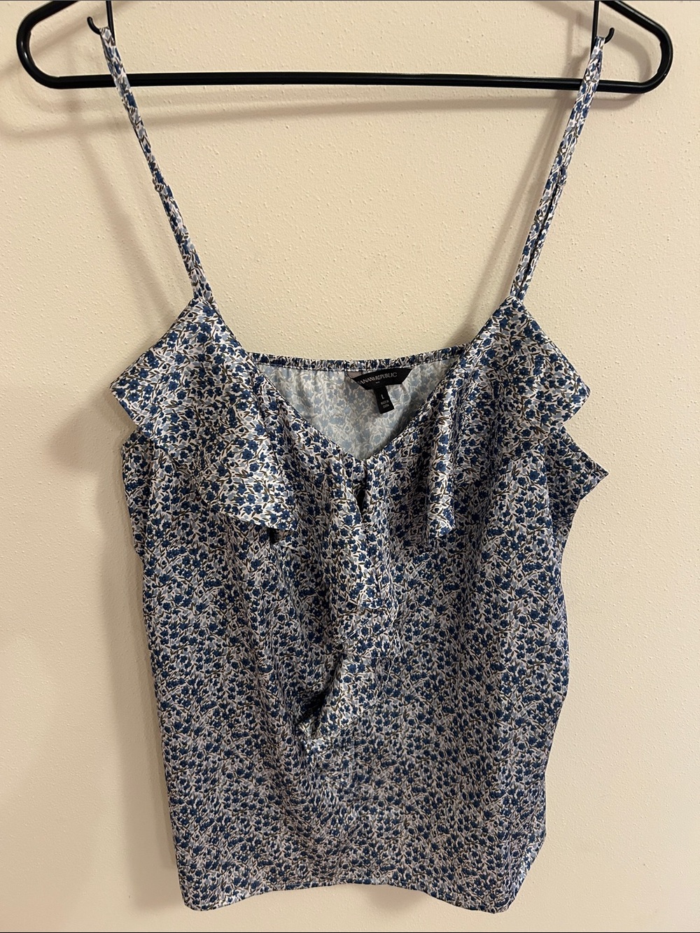 Banana Republic Blue and White Floral Ruffle Strap Cami
